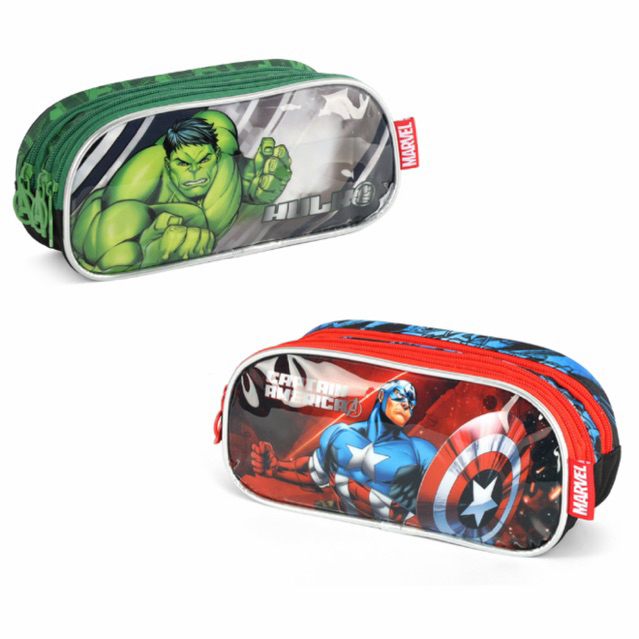 ESTOJO 3 DIVISÓRIAS AVENGERS / CAPITÃO AMÉRICA / HULK / LUXCEL / VINGADORES / MARVEL