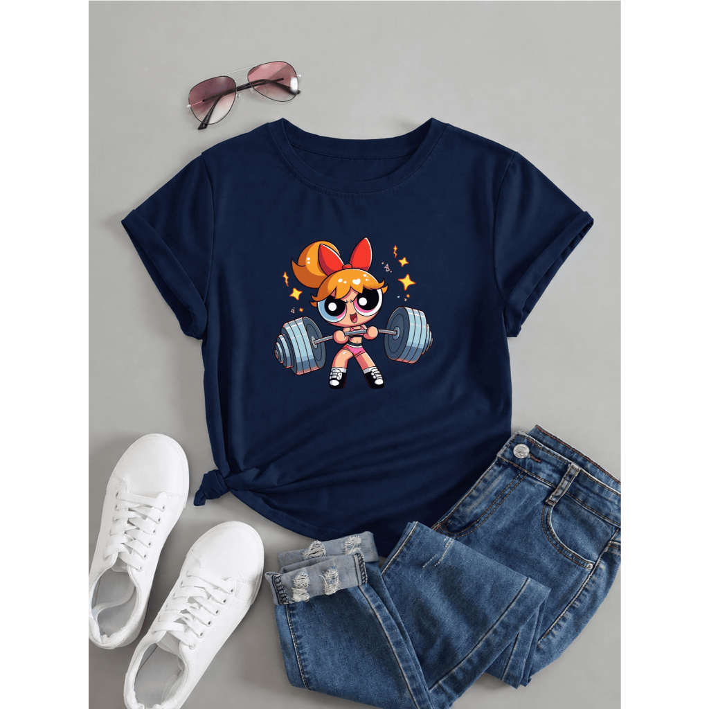 Camiseta  Meninas Superpoderosas Florzinha Academia Feminina Treino Gym 100% Algodão