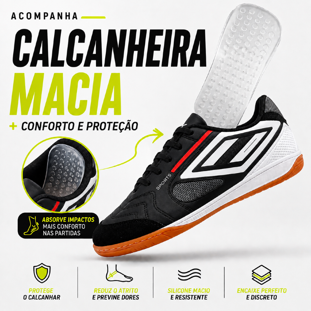 Chuteira Futsal Salão Profissional Palmilha Gel Quadra Masculina Infantil Feminina Colada Costurada