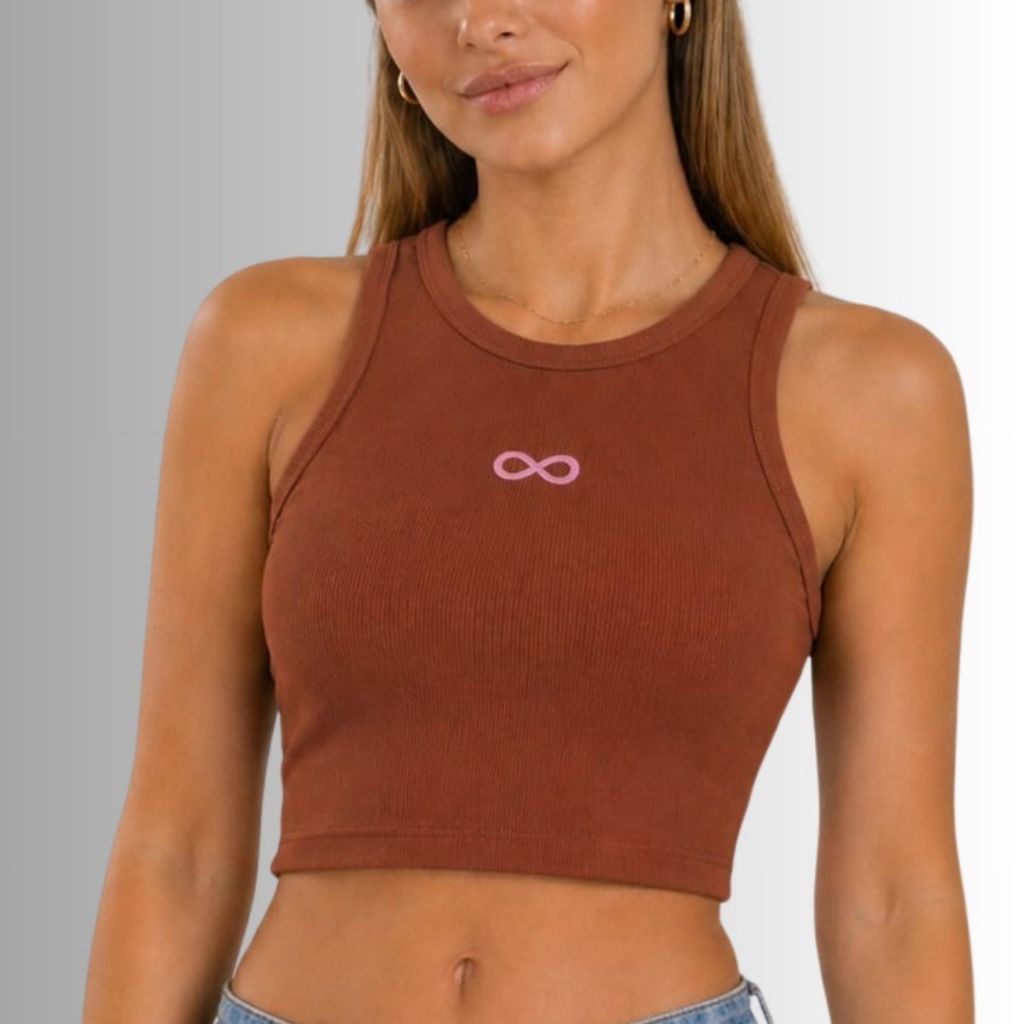Cropped Feminino Regata Canelada Bordado Básica Confortavel Algodão Premium Casual Blogueira