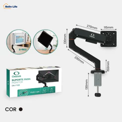 Suporte Monitor 13-32 Pistão a Gás Articulado Organizador Cabos