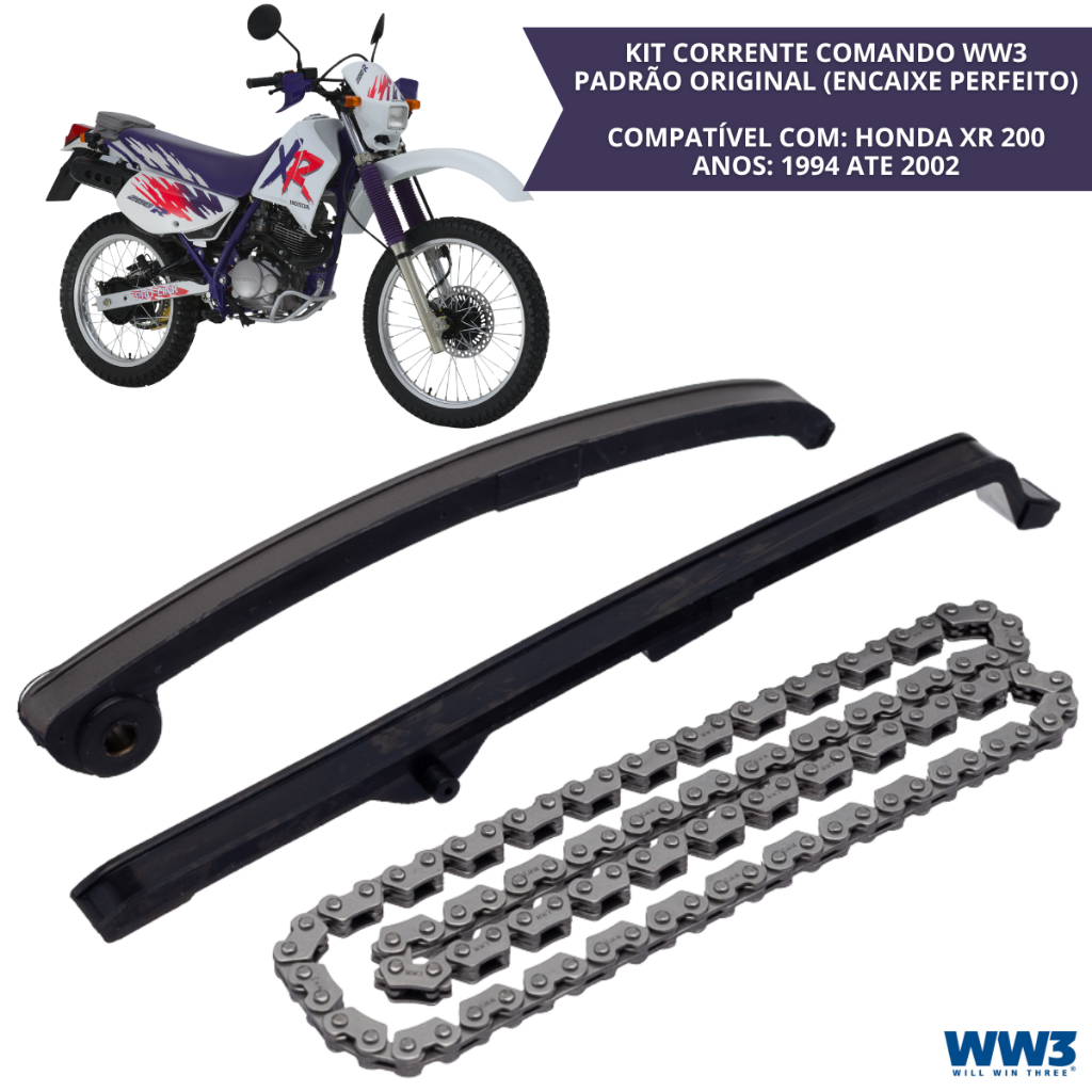 Kit Corrente Comando Honda XR 200 NX 200 CBX Strada Tensor Guia Peça Reposição WW3
