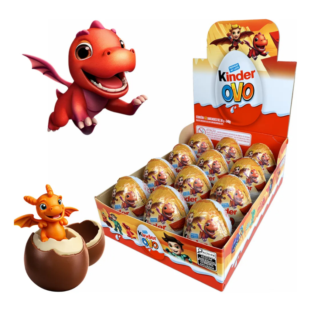 Kinder Ovo Mundos dos Dragões 240g | Caixa com 12 Unidades Ferrero
