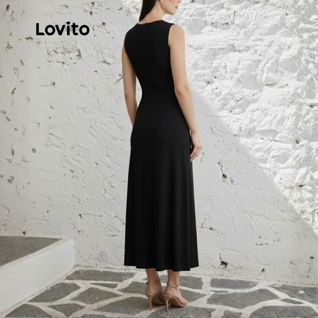 Lovito Vestido de Malha com Amarração na Cintura DRB1333BRL1363 — imagem 2 de 2