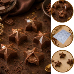 1~10 Forma Simples Bombom Estrela Média 9902 - (C2) em Acetato BWB Para Doces de Chocolate e Confeitaria. (CHOCO)