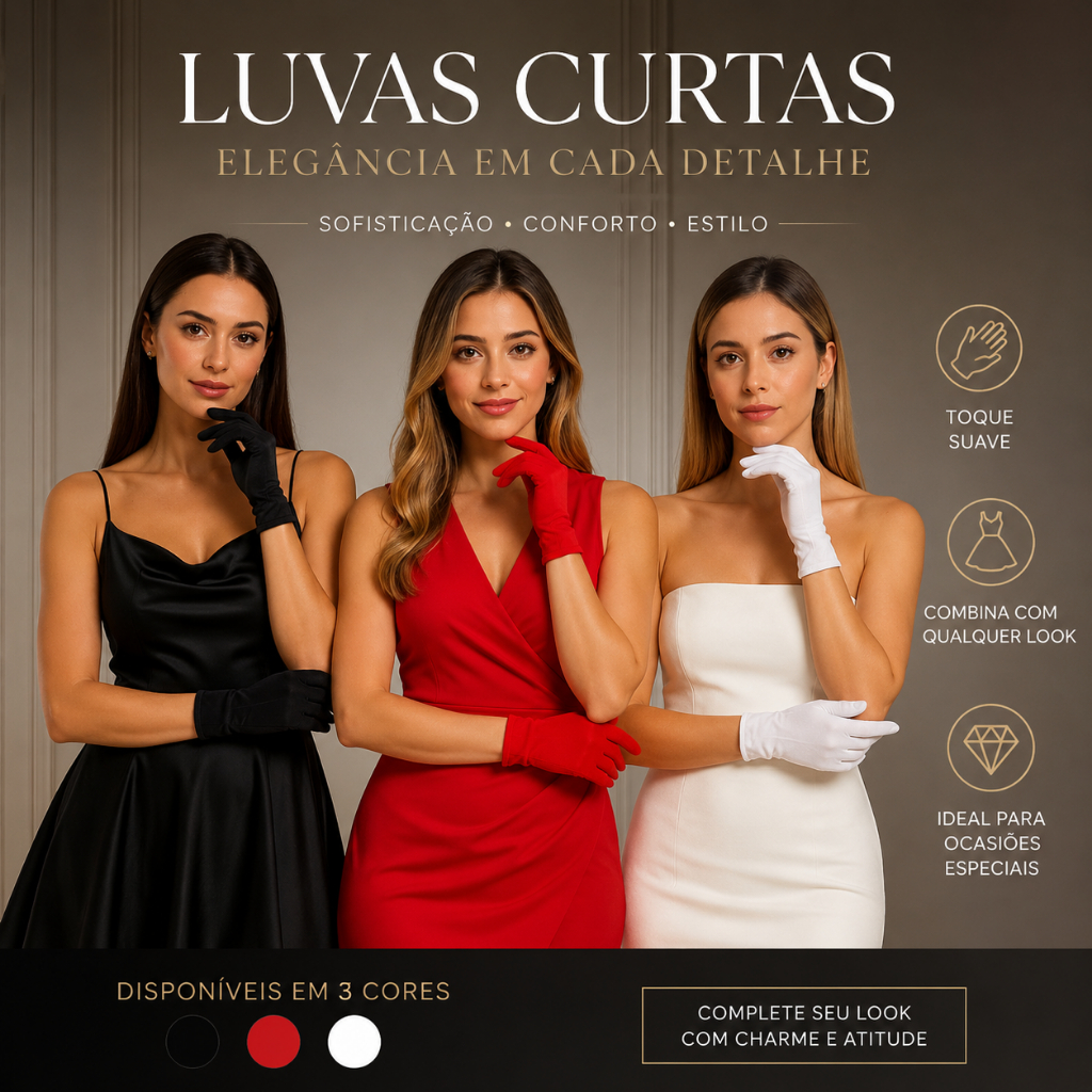 Luva Curta Lisa Adulto C/lycra Festa Algodão Par Garçons Banda Clássica Cetim Curta Cosplay