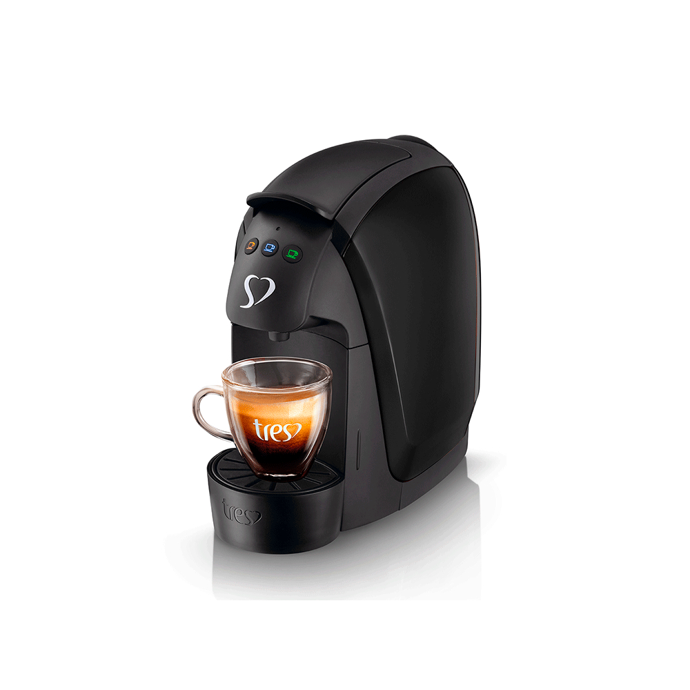 Imagem Cafeteira Elétrica TRES Luna Preta 127V Máquina de Café Expresso Multibebidas Compacta Cápsulas TRES 3 Corações