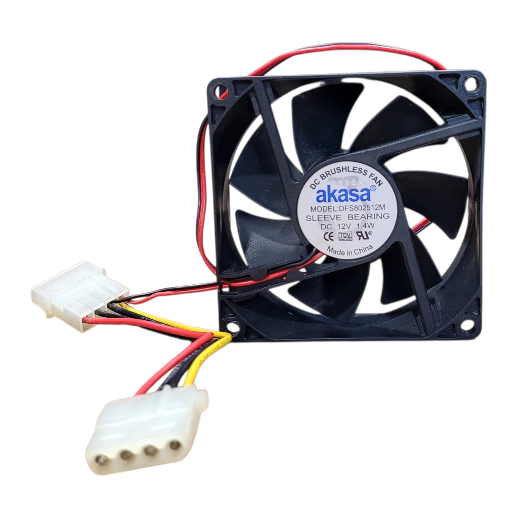 Cooler Fan Akasa 80mm 12v Molex 4 Pinos Dfs802512m Sleeve