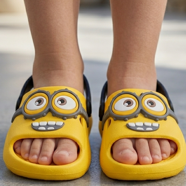 Chinelo Slide Nuvem Infantil Minions Macio Leve Antiderrapante 21/22 ao 31/32