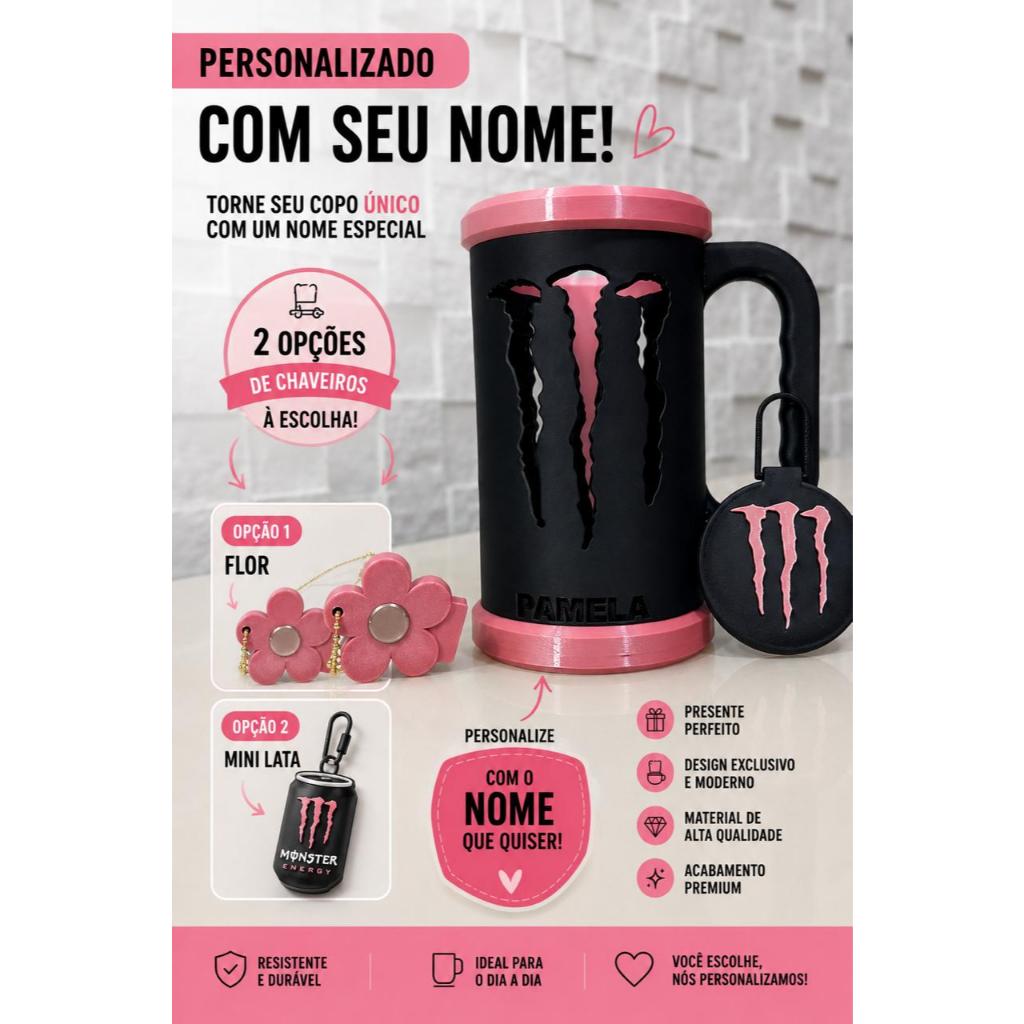 Porta lata / Suporte para lata Monster Personalizado ( NOME )