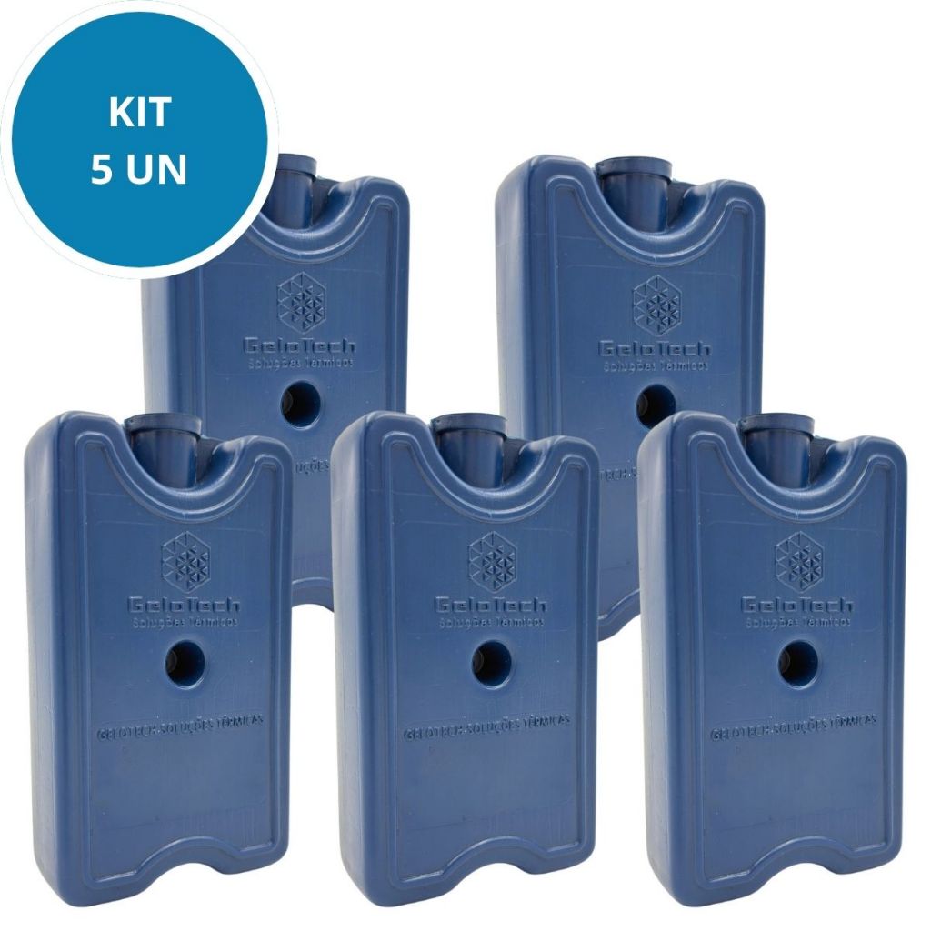 Kit 5 Placa Gelo Gel Artificial Reutilizável Rígido 200ml Gelotech Transporte Alimentos Bebidas