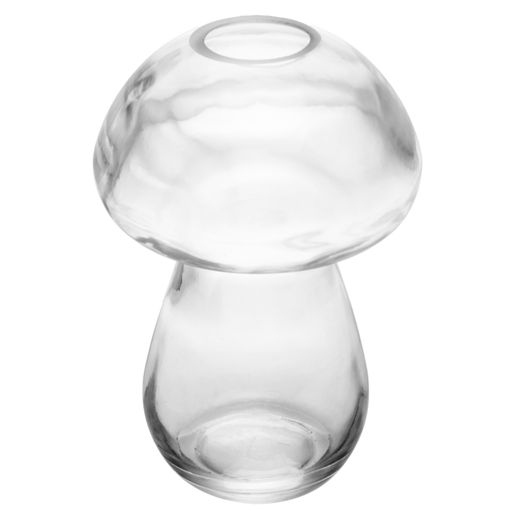 Vaso de Vidro Cogumelo Transparente 17cm - Lyor