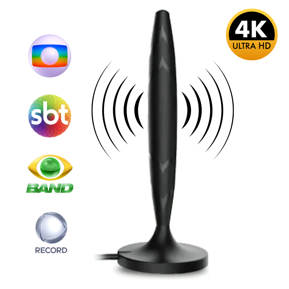 Antena Digital Interna TV Aberta Canais Programas Full HD 4K VHF UHF FM HDTV Multivisão