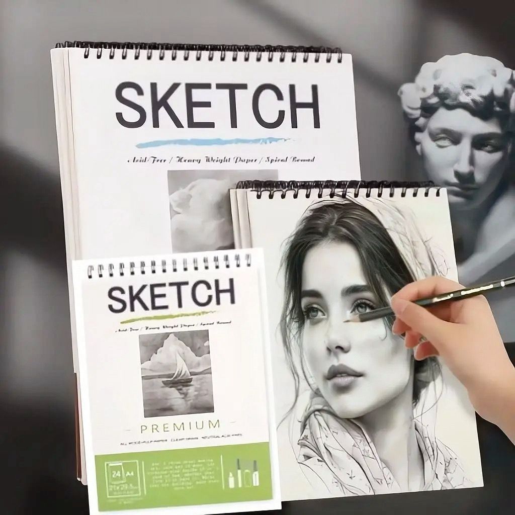 SketchBook Caderno de Desenho A4/A3 21x29,5cm e 29,7x42cm – Folhas Brancas Lisos e Espiral