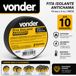 Fita Isolante 19,0 mm x 5 m Preta - Vonder