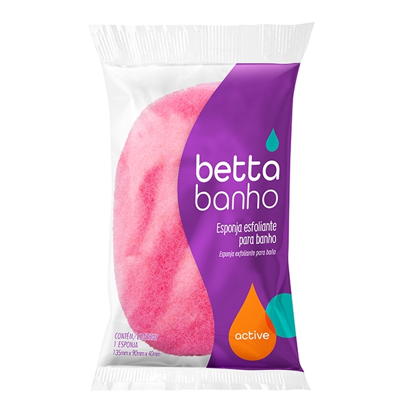 Esponja Esfoliante Para Banho BettaBanho Active Roxo ou Rosa envio Sortido