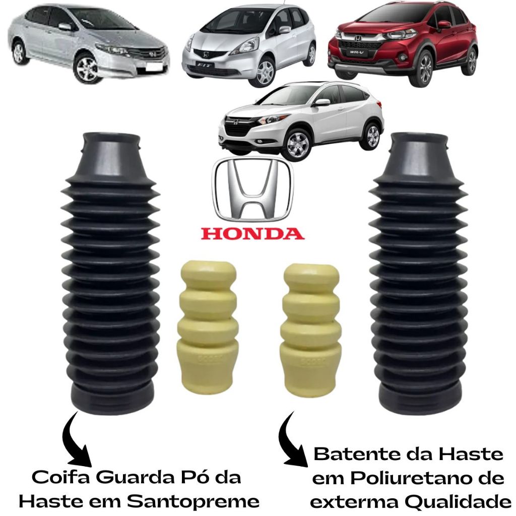 Kit Batente e Coifa Amortecedor Dianteiro Honda Fit 2009 a 2014 City 2009 a 2014 HR-V 2015 a 2021 WR