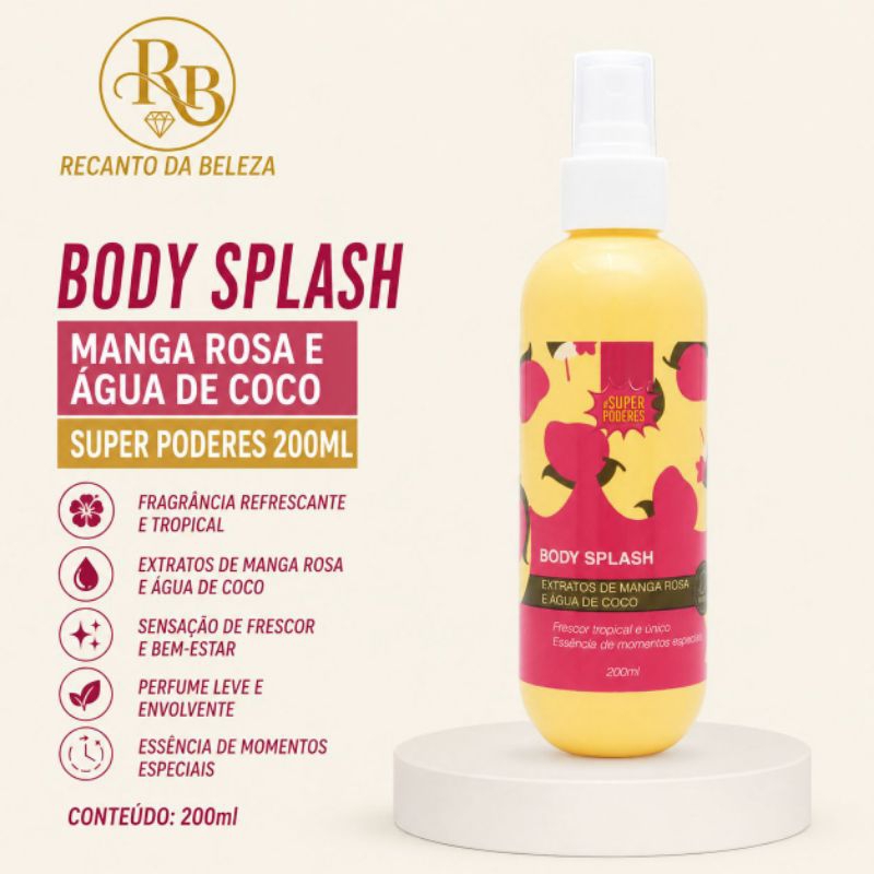 🌸 Body Splash Manga Rosa e Água de Coco – Super Poderes 200ml 🥥✨