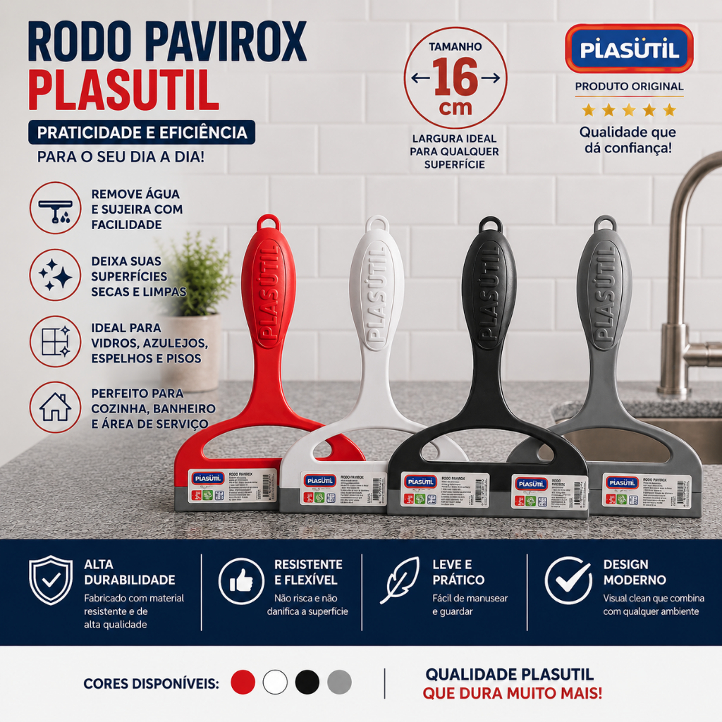 Rodinho de Pia Plasútil 16cm Cozinha Banheiro Alta Qualidade Rodo de Pia Coisas de Casa Cores