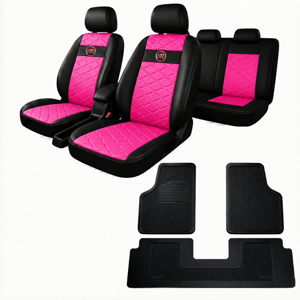 kit Capa Para Banco Automotivo Couro Fiat Palio Uno Siena Punto + tapete de carro borracha 5 peças