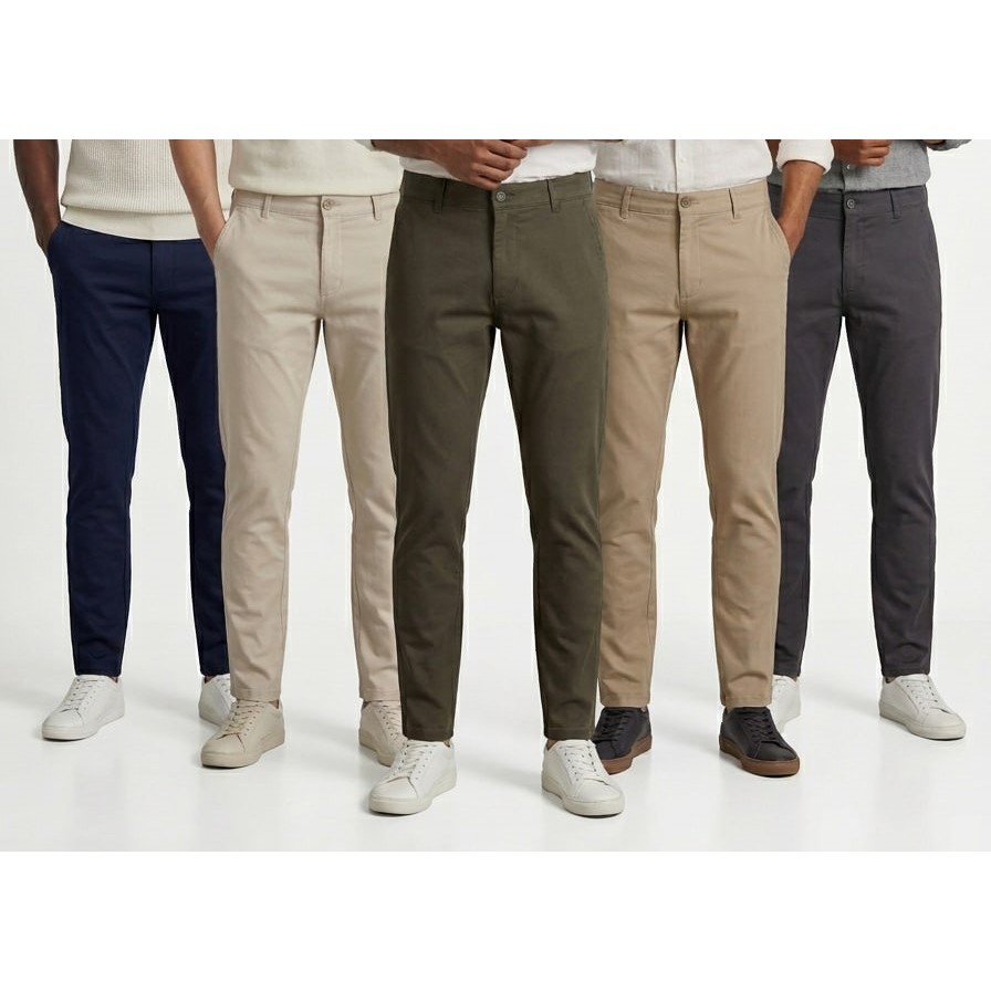Calça Sarja Masculina Chino Slim com Elastano – Alfaiataria Premium Brim Sport fino