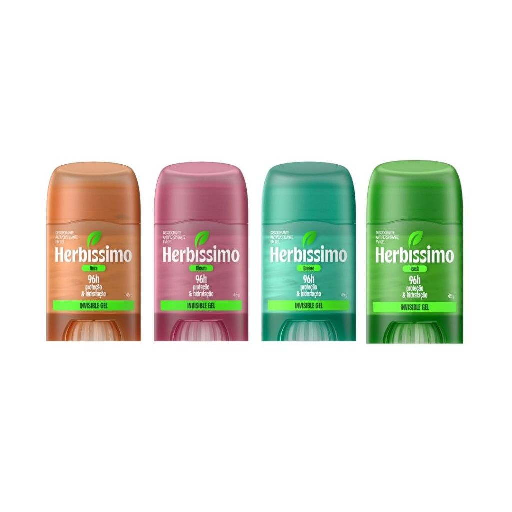 Kit Desodorante Antitranspirante Herbíssimo Invisible Gel Fragrâncias Variadas (4 unidades)