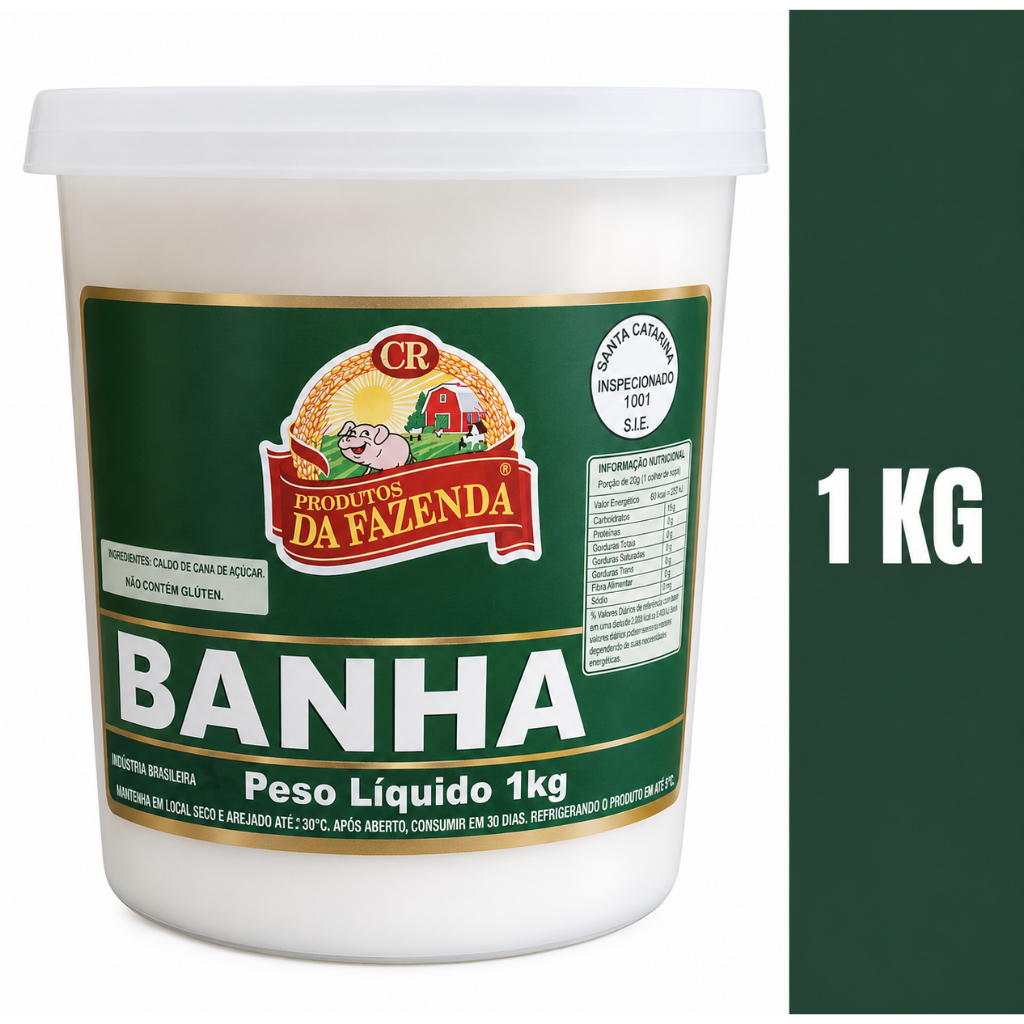 Banha Porco Suína Da Fazenda Artesanal 1 Quilo