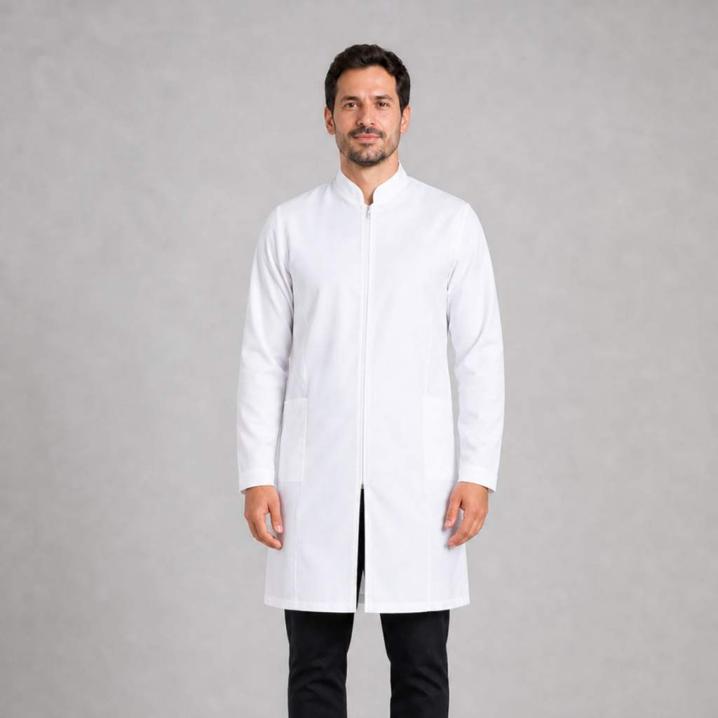 Jaleco Profissional Masculino Gola Padre Manga Longa Oxford Com Zíper Com Punho Varias Cores