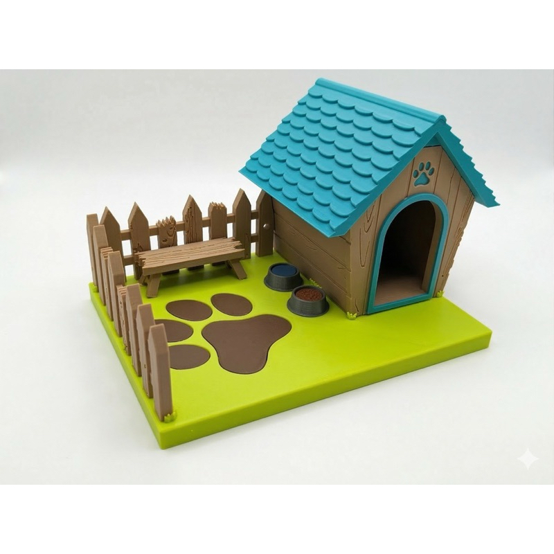 Diorama Casinha de Cachorro Playset Quintal Cenário para seus Mini Bichinhos