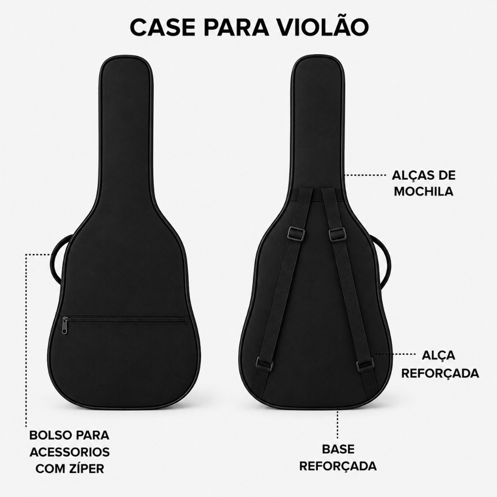 Capa Violão classico Linha Simples impermeável, com bolso — imagem 2 de 2