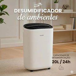 Desumidificador de Ar Elétrico Compressor 20L/Dia Silencioso 4L Painel Digital Inteligente para Casa e Quarto Yesop