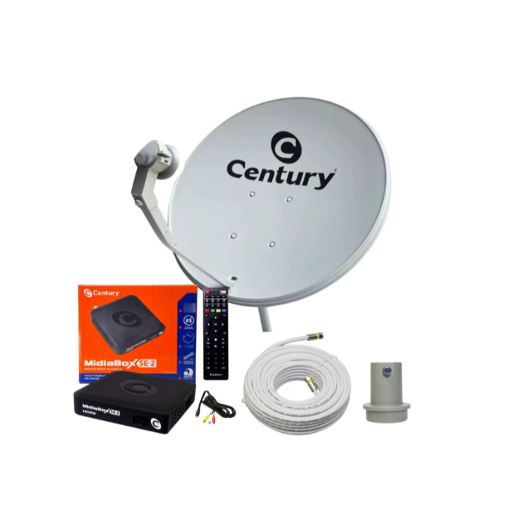 Kit Century Parabólica Digital Ku Midia 60cm Box Midiabox SE-2