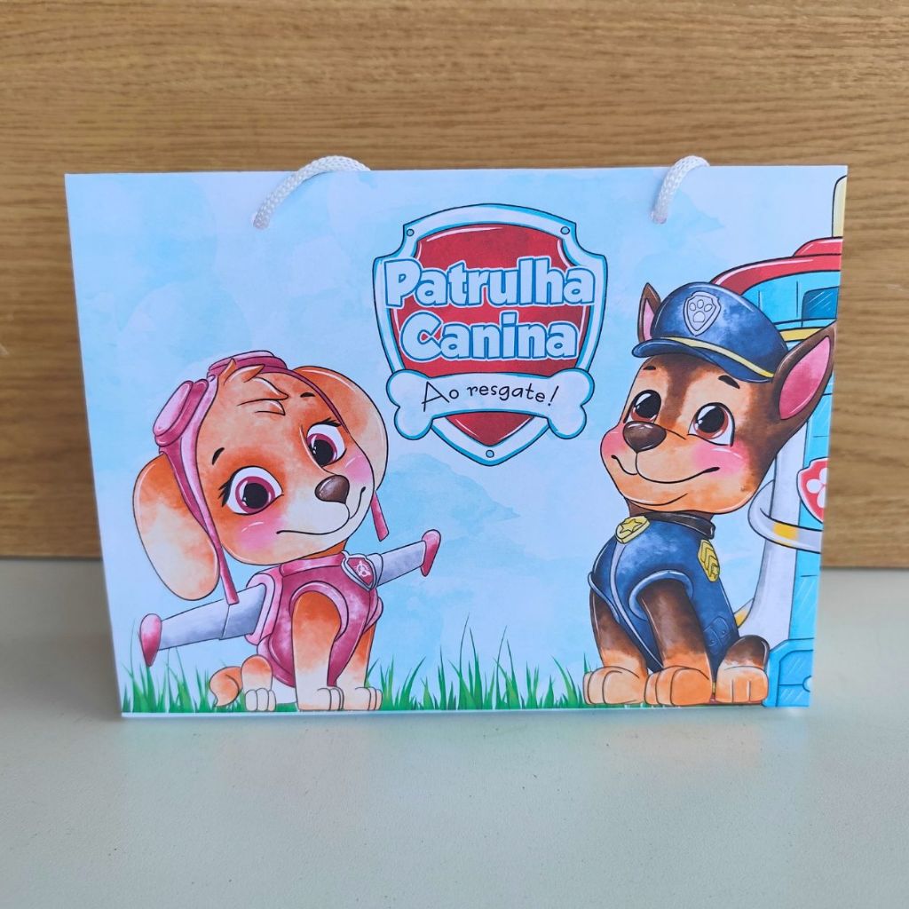 Sacolinhas personalizadas Skye e Chase - Patrulha Canina aquarela - Pegue e Monte