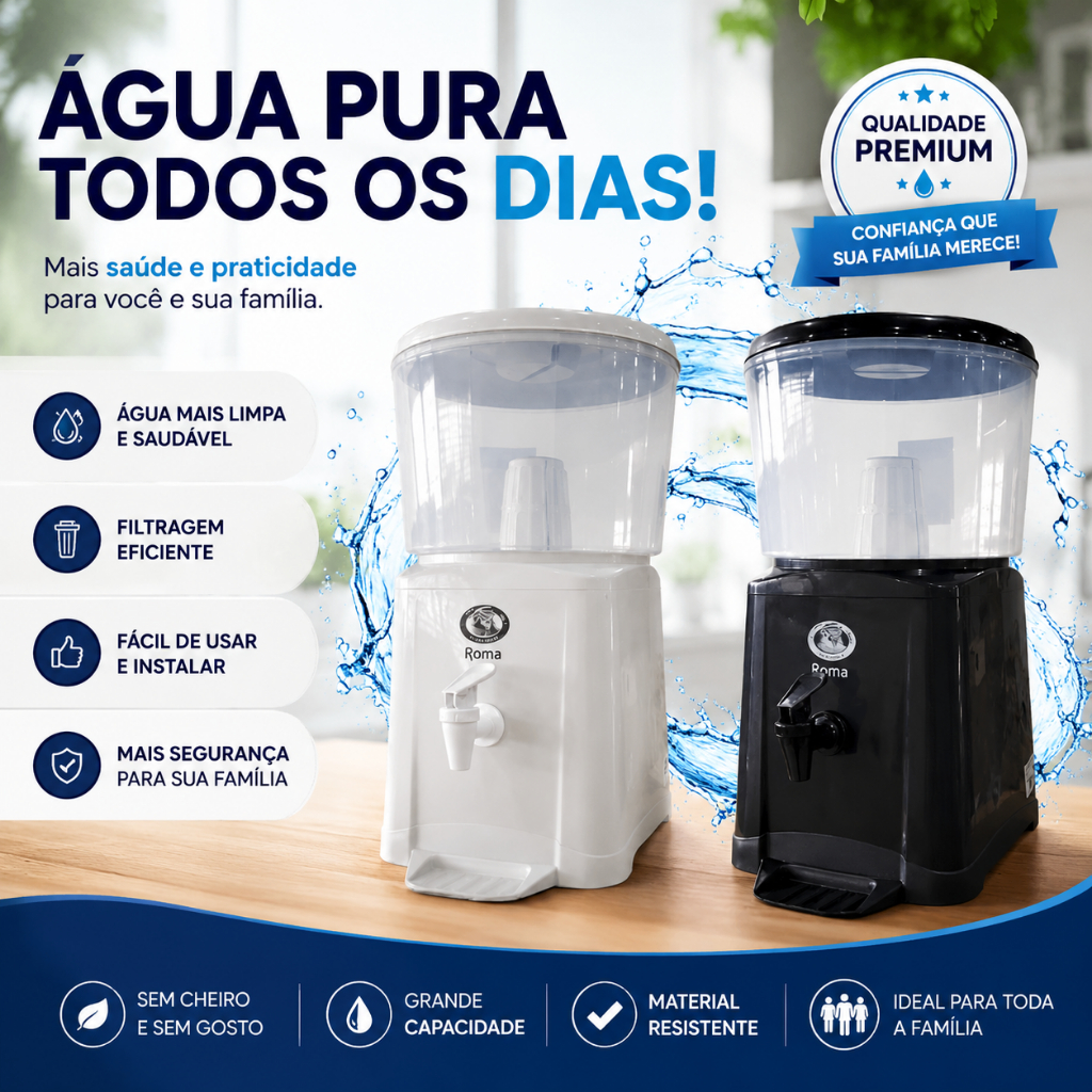 Bebedouro Filtro Para Água Com Base Cuba De Barro 6L Compacto