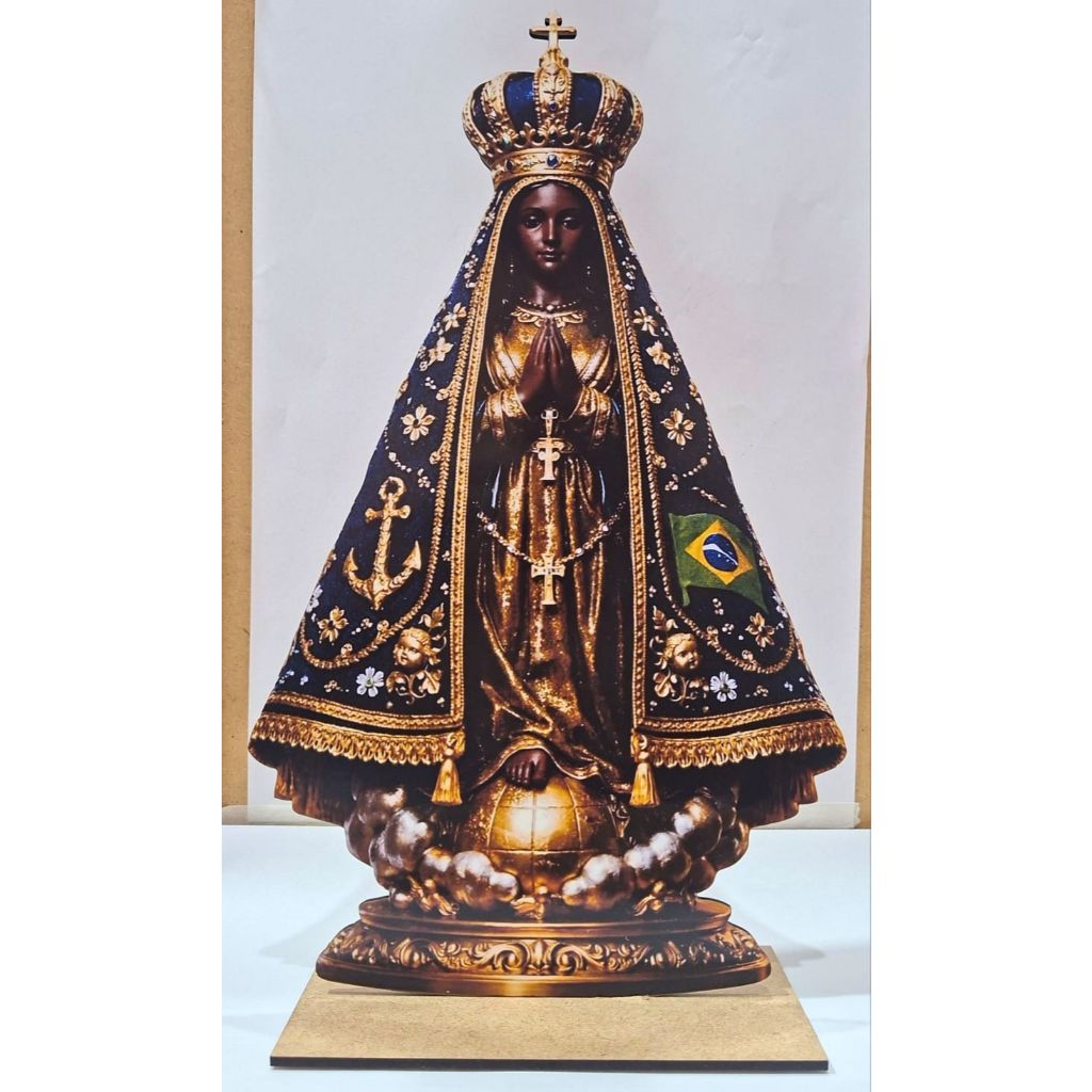 kit 4 imagens display  Nossa Senhora Aparecida em MDF 3mm - 18 cm de altura Imagem Decorativa Religiosa