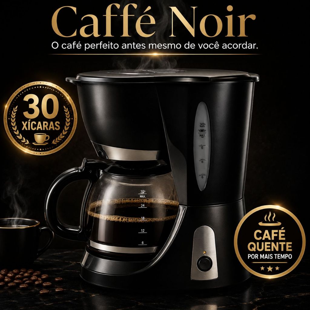 Imagem Cafeteira Automática Programável Caffé Noir 30 Xícaras 127V Preta Café Quente Premium