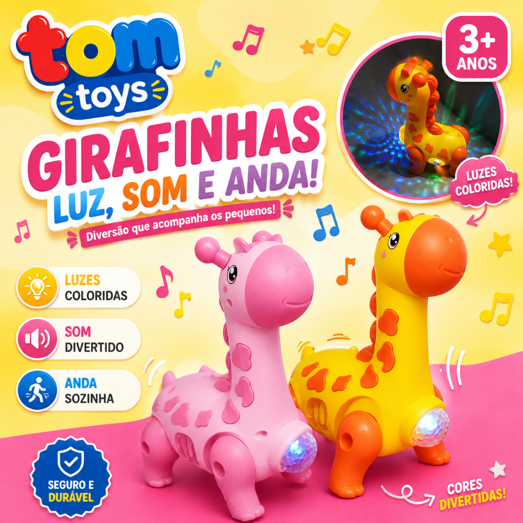 Brinquedo Girafa Elétrico Com Som Luz E Movimento Brinquedo Animal