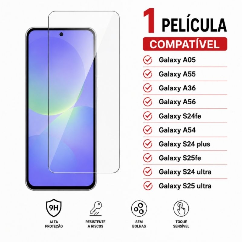 Película Para Samsung Galaxy A05 - Galaxy A55 - Galaxy A36 - Galaxy A56 - Galaxy S24fe - Galaxy A54 - Galaxy S24 plus