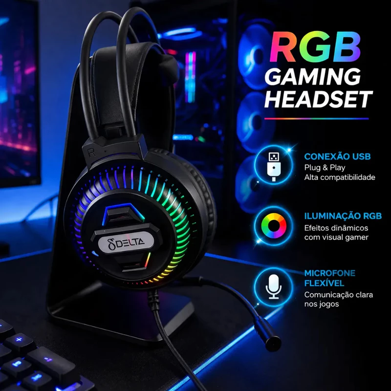 Headset Gamer com Microfone Delta-f7140 para PC — foto 5
