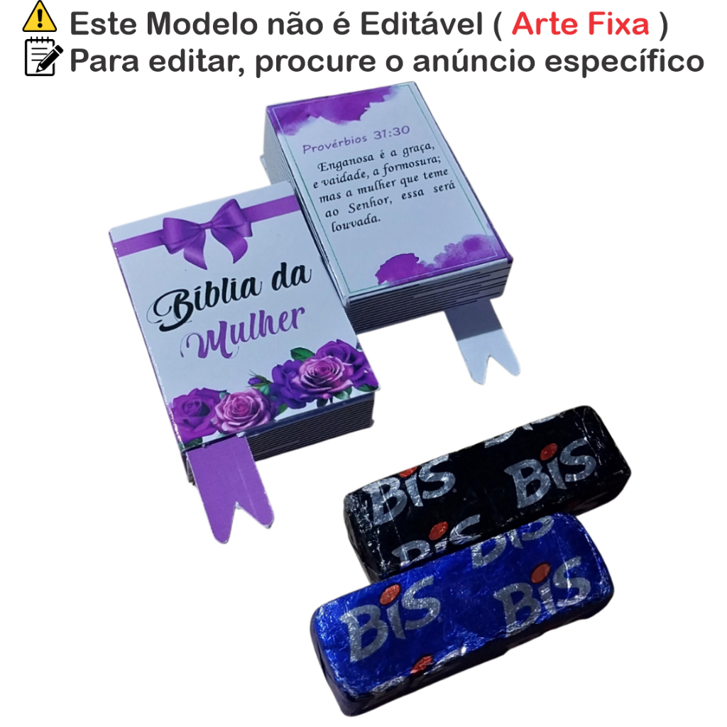 Lembrancinha Bíblia da Mulher Porta Bis | Lembrancinhas para festas, cultos - Bíblia da Mulher Laço Lilás Cod. BmLl