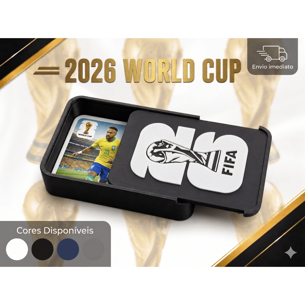 Porta 100 Figurinhas Albúm Copa Mundo 2026 Estojo Caixa Organizador de Figurinhas Futebol | Colecionador