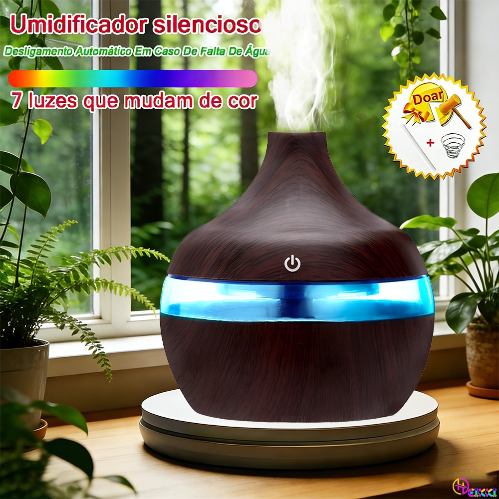 Umidificador E Aromatizador De Ar Grande 8H LED Difusor Elétrico Ultrassónico De Ambiente Portátil Oleos Essenciai