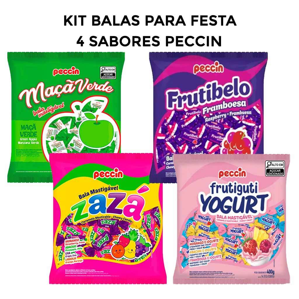 Kit Festa com as Balas 400g Peccin - Frutibelo, Zazá, Frutiguti e Maçã Verde ESCOLHA O SEU!