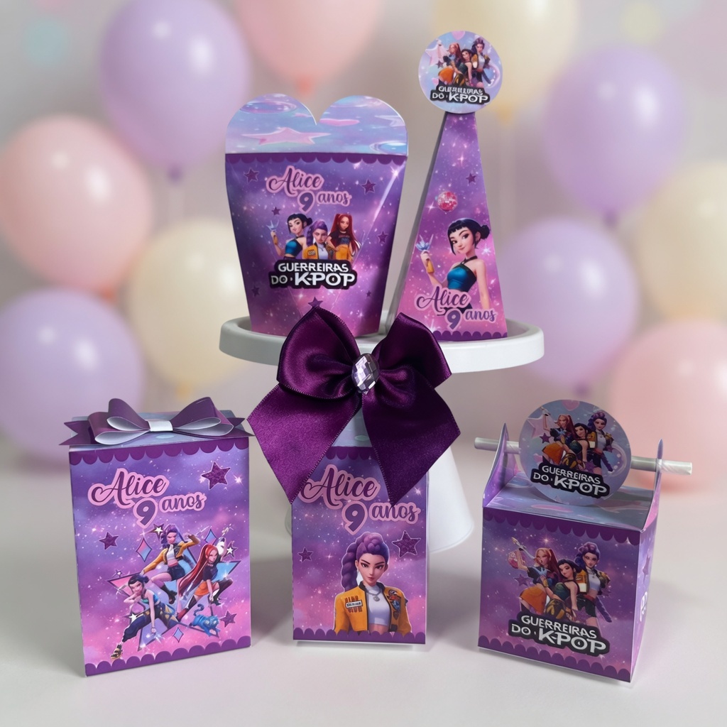 Kit Caixas Guerreiras do K-POP Personalizada/Lembrancinha de festa/Aniversário/Festa Infantil