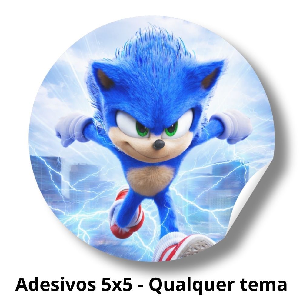 Adesivos Personalizados para latinha 5x5cm Sonic 1