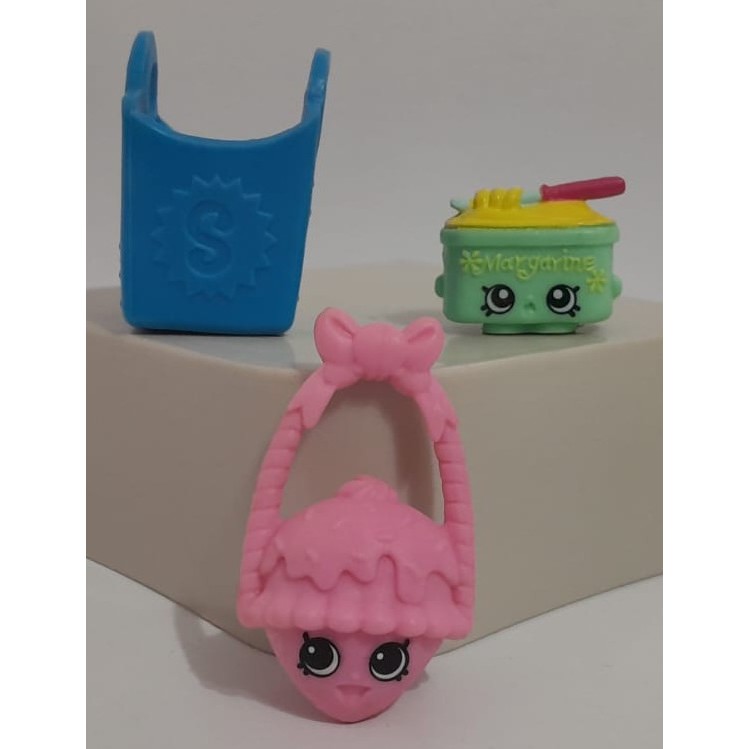 Mini Lote Shopkins Sacola Azul + Cestinha Jessicake + Margarine - Moose Toys
