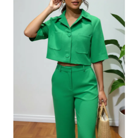 conjunto social alfaiataria camisa estilo blazer e calça alfaiataria importado Tam P