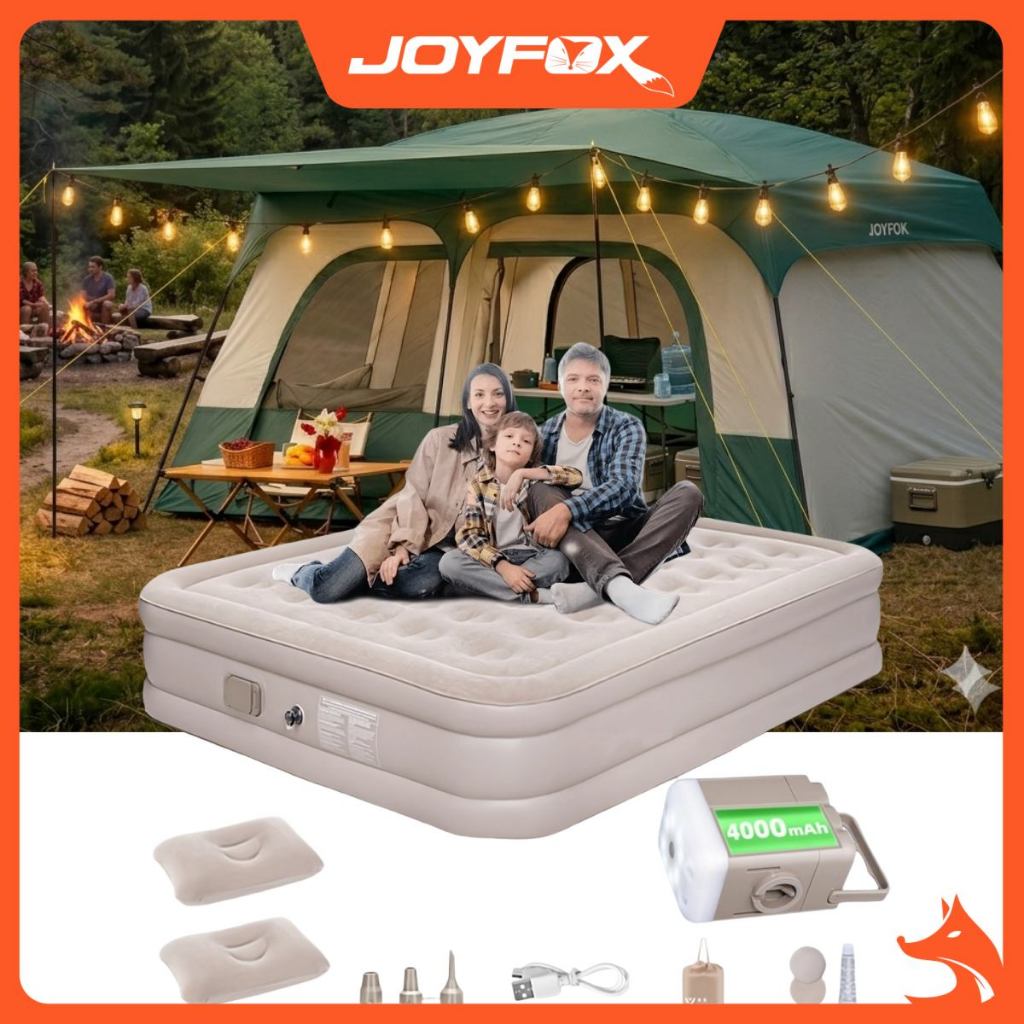 Barraca Camping Acampamento 12-16 Pessoas Grande Varanda JOYFOX 420*305*200cm
