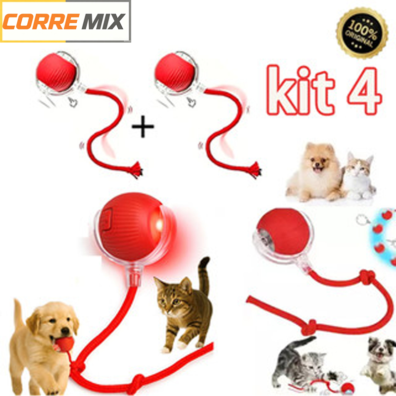 Kit2 Brinquedos Inteligentes Para Gatos e cãos Bola De Rolamento Automática Cauda Falsa Recarregável Elétrico