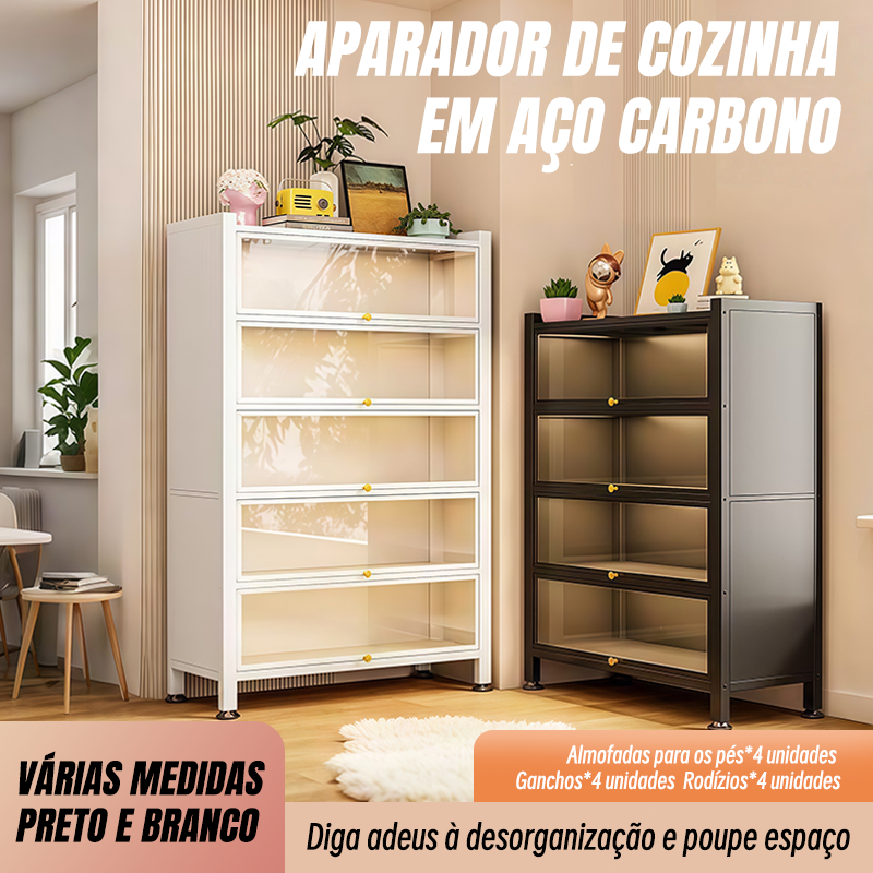 Armário Cozinha Buffet Aparador Sala Com Multiuso Aço Guarda Roupa 3 Portas Móveis Organizadora